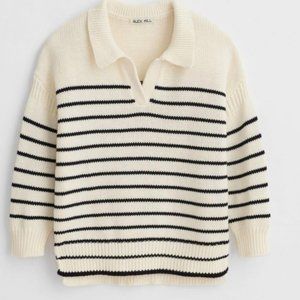 Alex Mill Jacques Collared Sweater White Blue Stripe